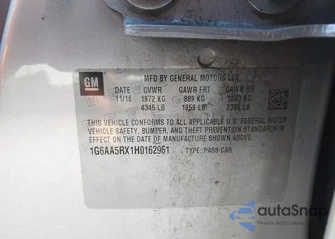 2017 Cadillac Ats Standard z USA, uszkodzony, nr VIN 1G6AA5RX1H0162961